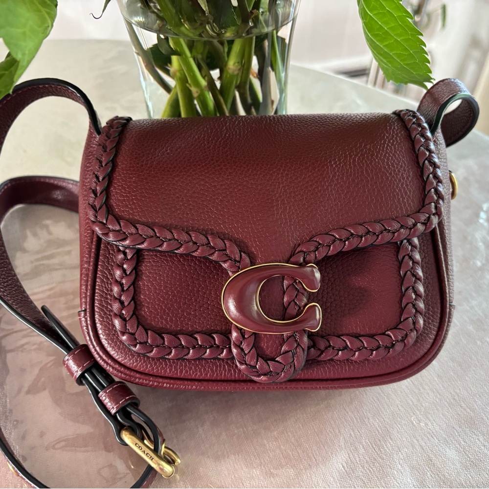 ECU Coach tabby Braided polished pebbled Crossbody leather bag